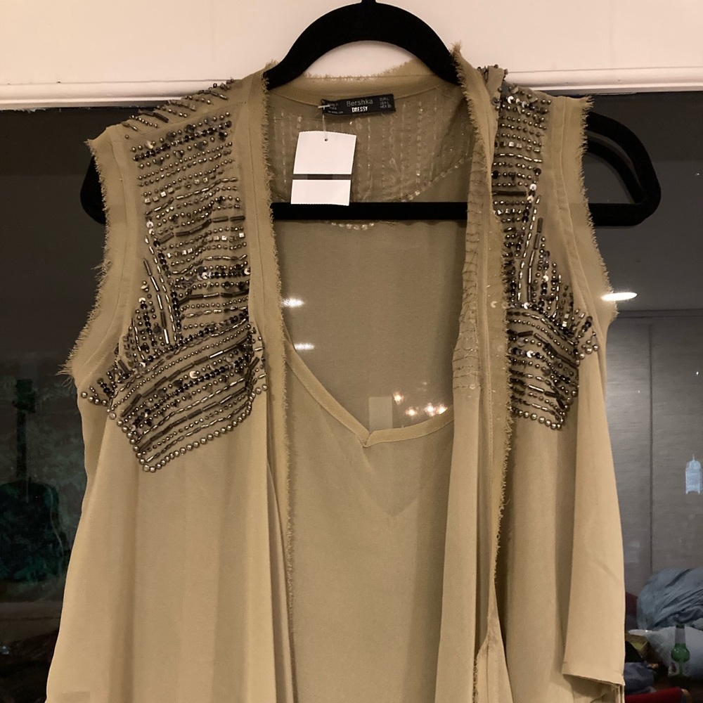 Bershka Dressy Beautiful beaded vest and tank matching set!